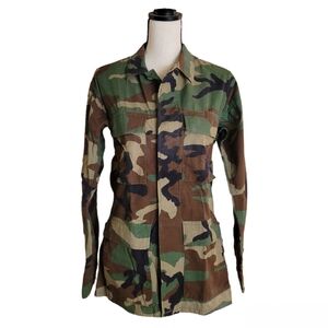 Vintage Army Jacket Coat XS Hot Weather Woodland Camouflage Pattern Combat